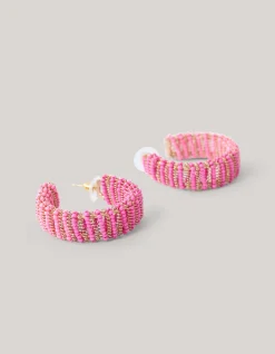 Beaded Hoop Oorbellen Roze