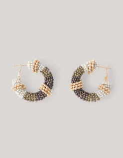 Beaded Oorbellen Beige