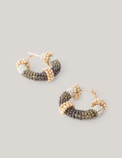 Beaded Oorbellen Beige