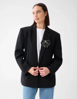 Beaded Strik Broche Zwart