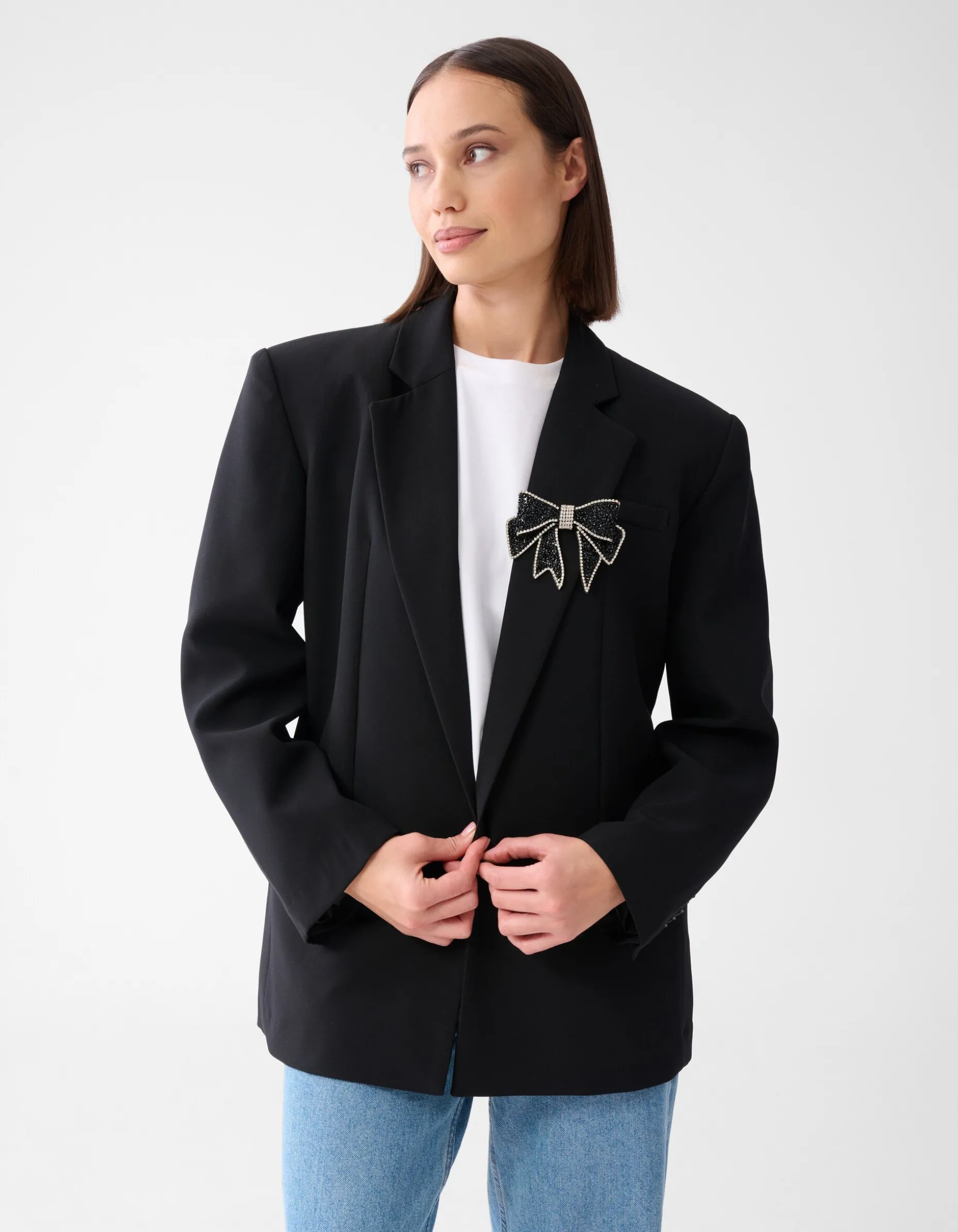 Beaded Strik Broche Zwart