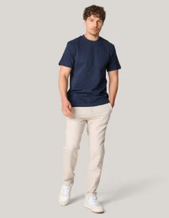 Block Structuur T-shirt Donkerblauw