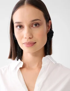 Bloem Oorbellen Zwart