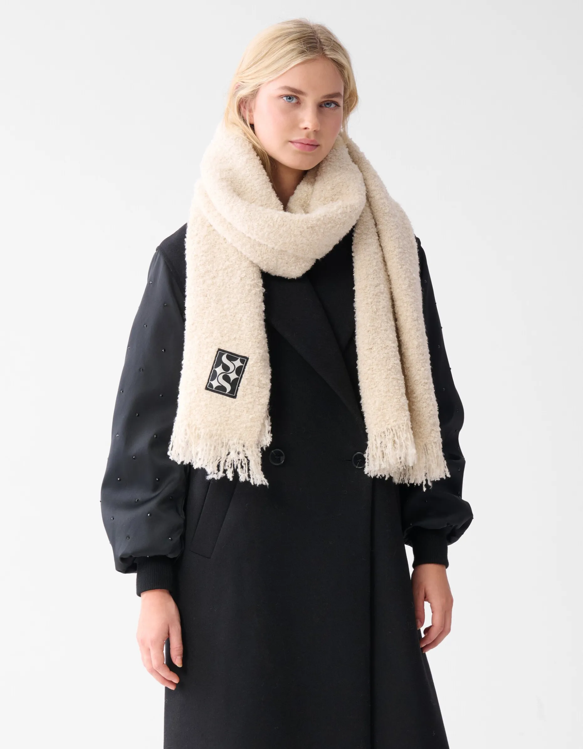 Boucle Sjaal Gebroken Wit