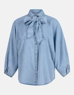 Bow Blouse Blauw By Mieke