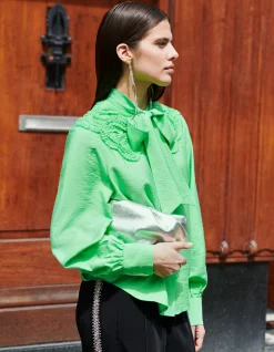 Bow Strass Blouse Groen