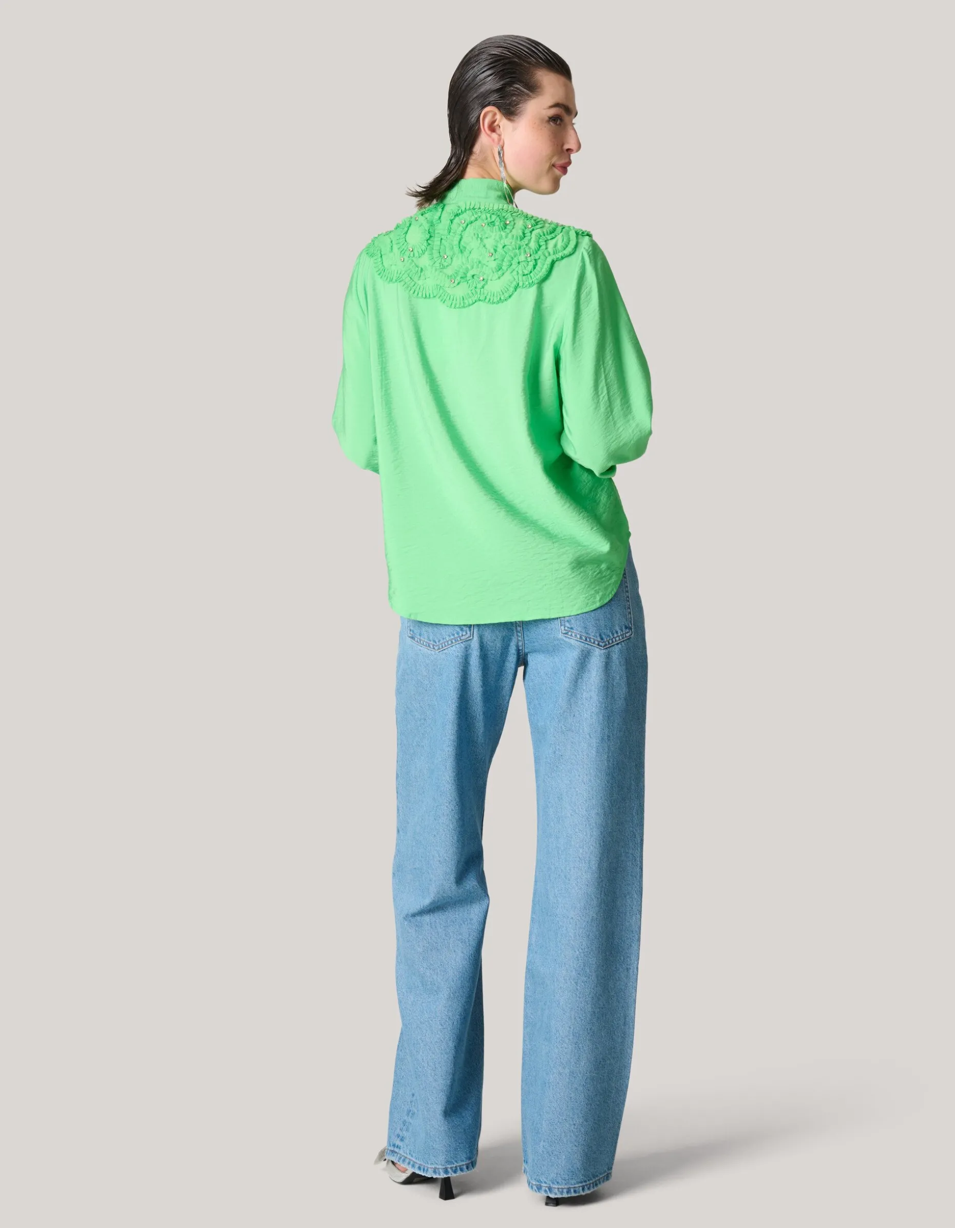 Bow Strass Blouse Groen