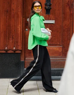 Bow Strass Blouse Groen