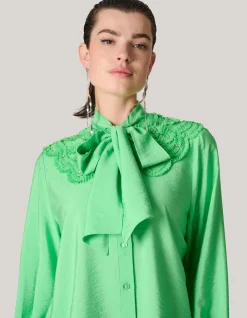 Bow Strass Blouse Groen