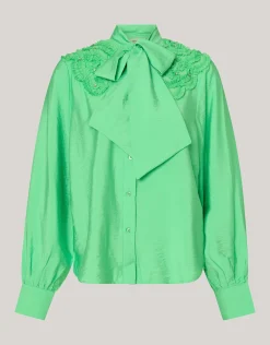 Bow Strass Blouse Groen