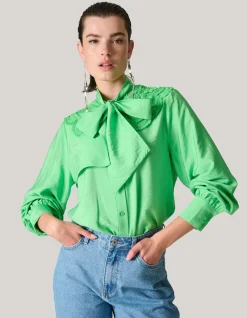 Bow Strass Blouse Groen