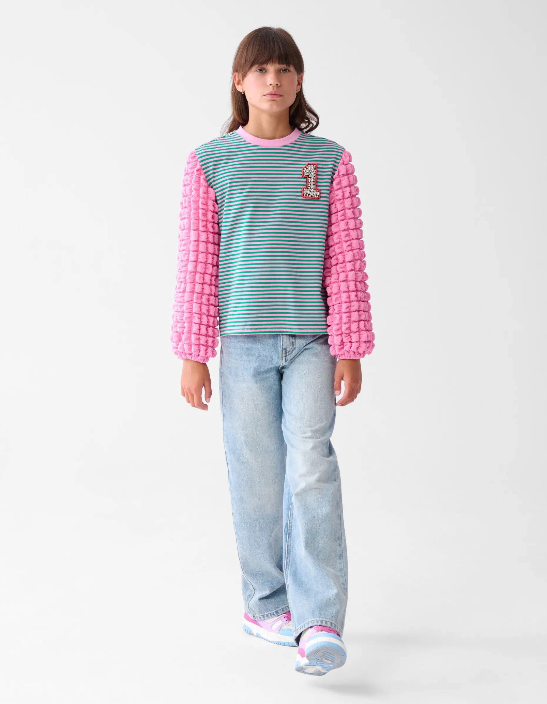 Bubble Gestreepte Longsleeve Roze