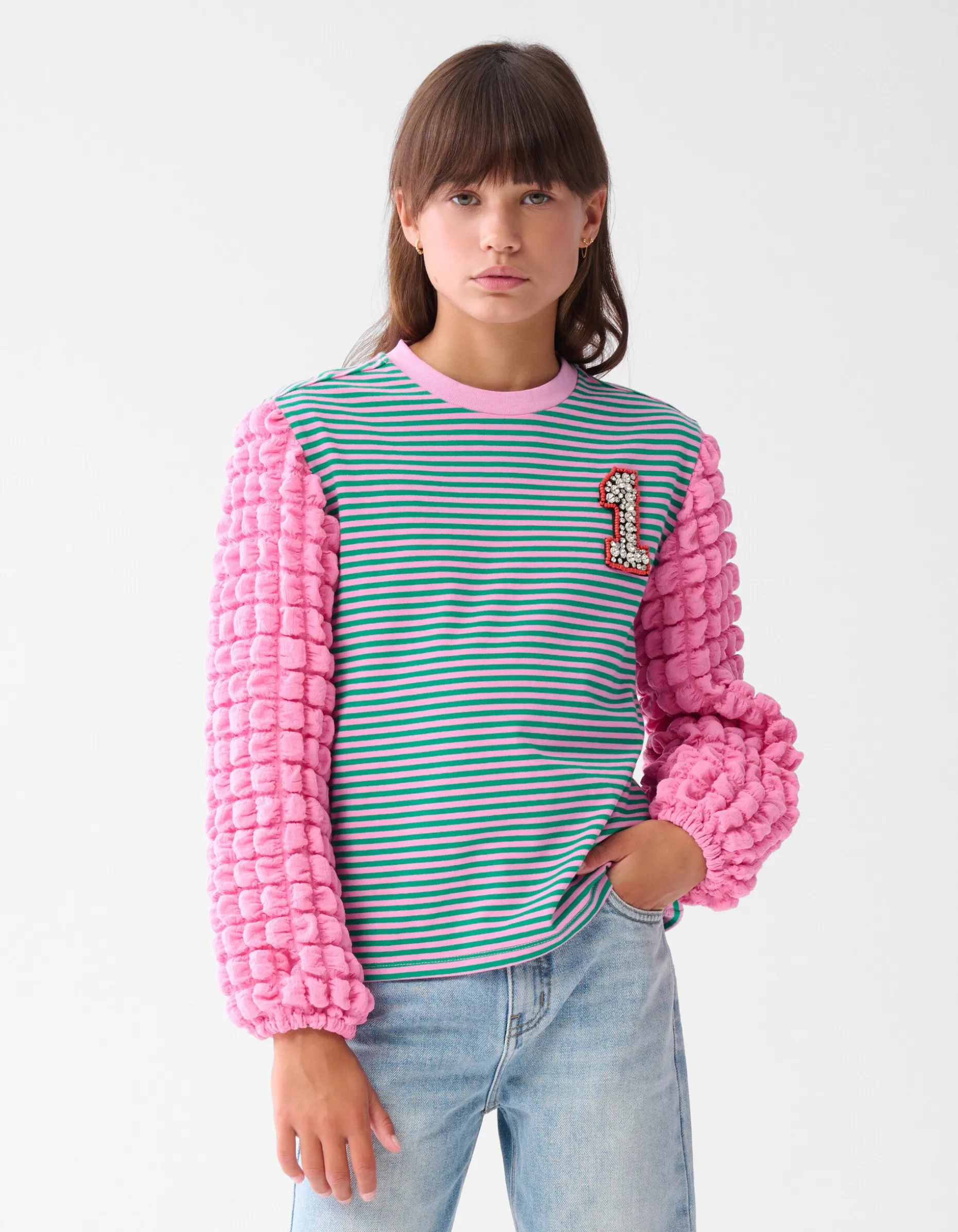Bubble Gestreepte Longsleeve Roze