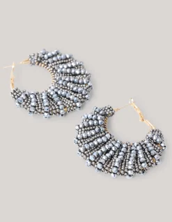 Bulky Beaded Oorbellen Donkergrijs