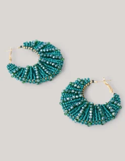 Bulky Beaded Oorbellen Donkergroen