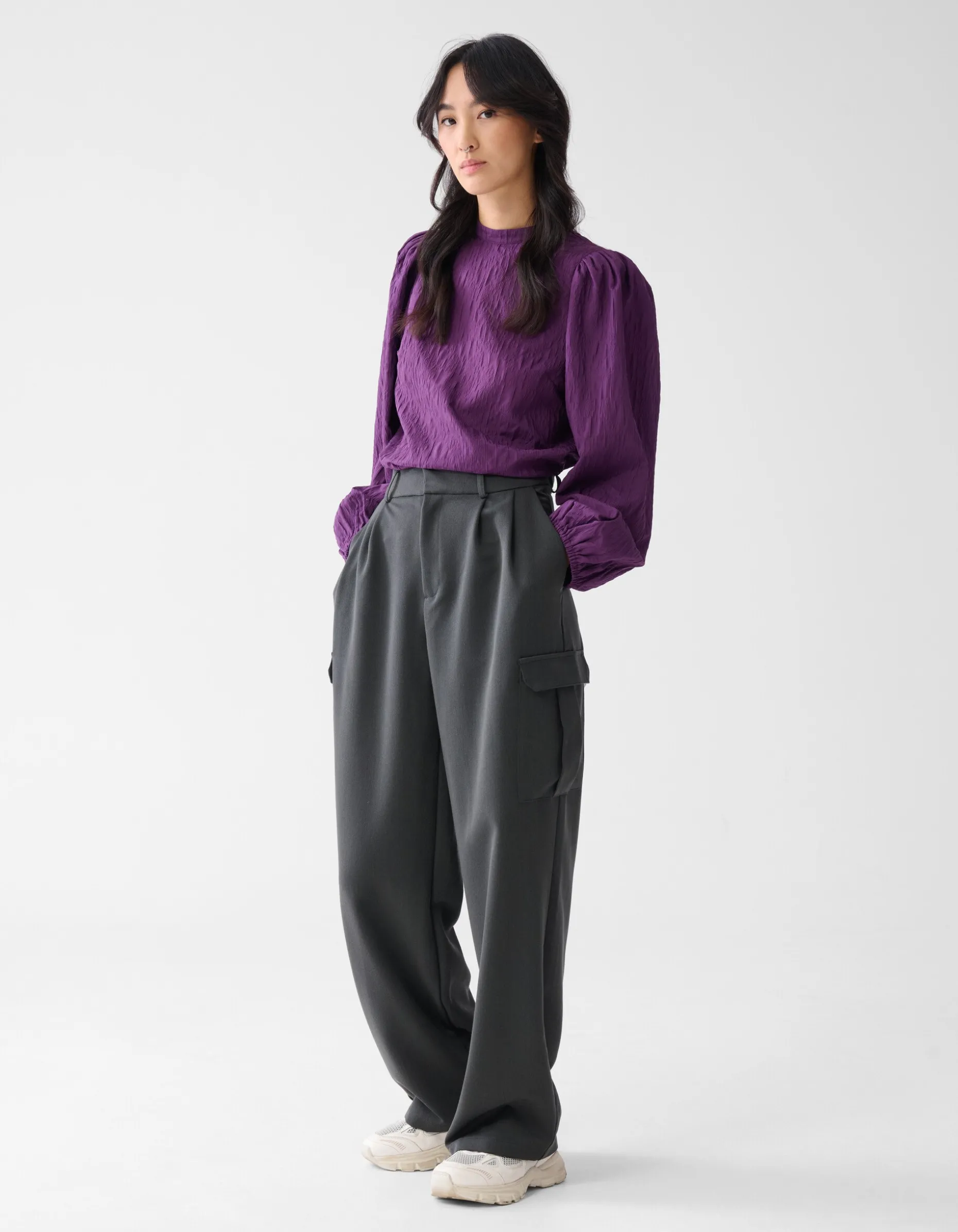 Cargo Wide Leg fit Broek Donkergrijs