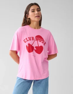 Cherry Artwork T-shirt Roze