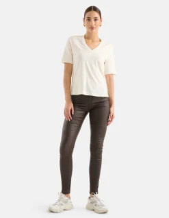 Coated Broek Donkerbruin