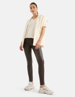 Coated Broek Donkerbruin