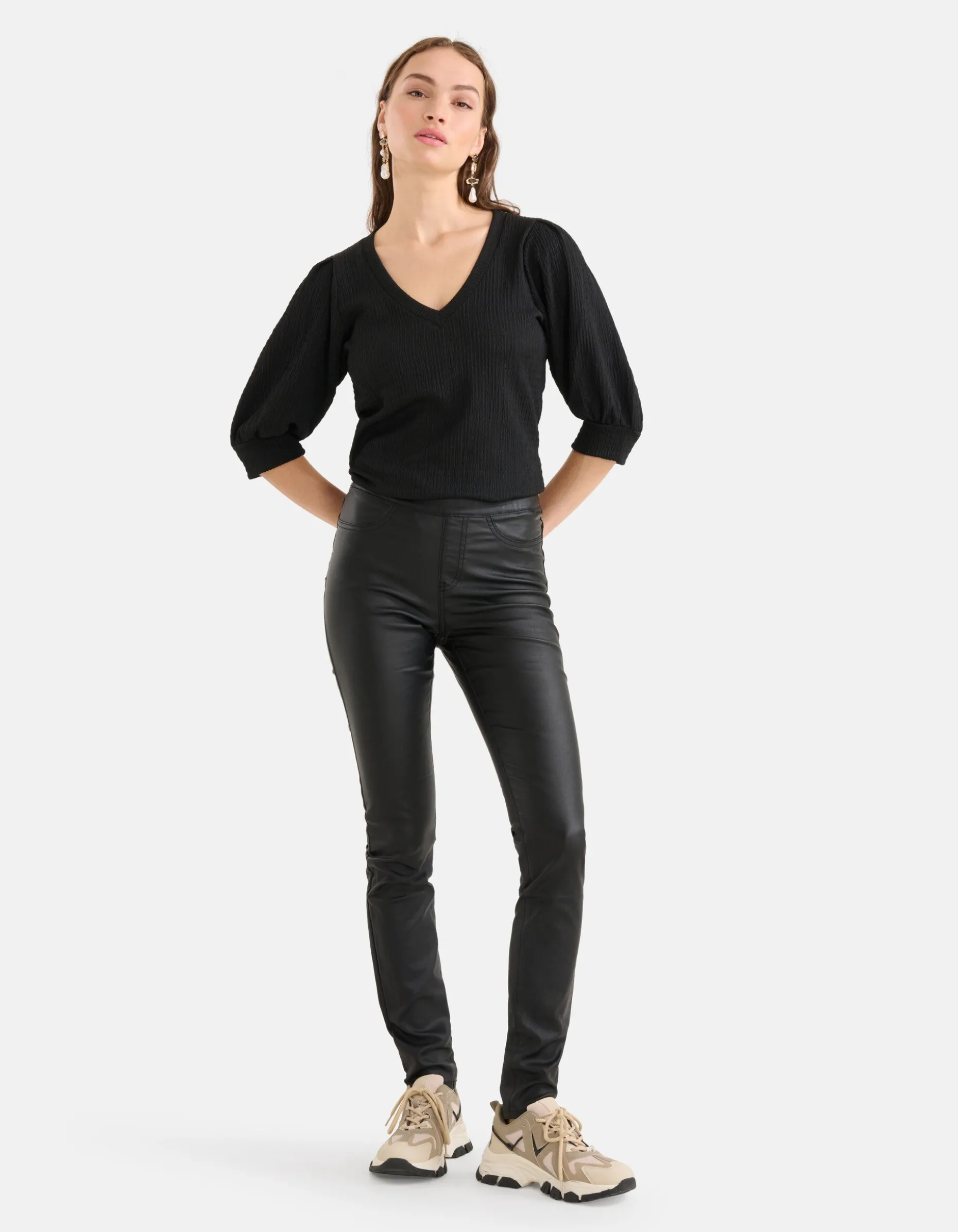 Coated Tregging Zwart