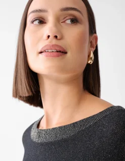 Colorblock Glitter Batwing Trui Zwart