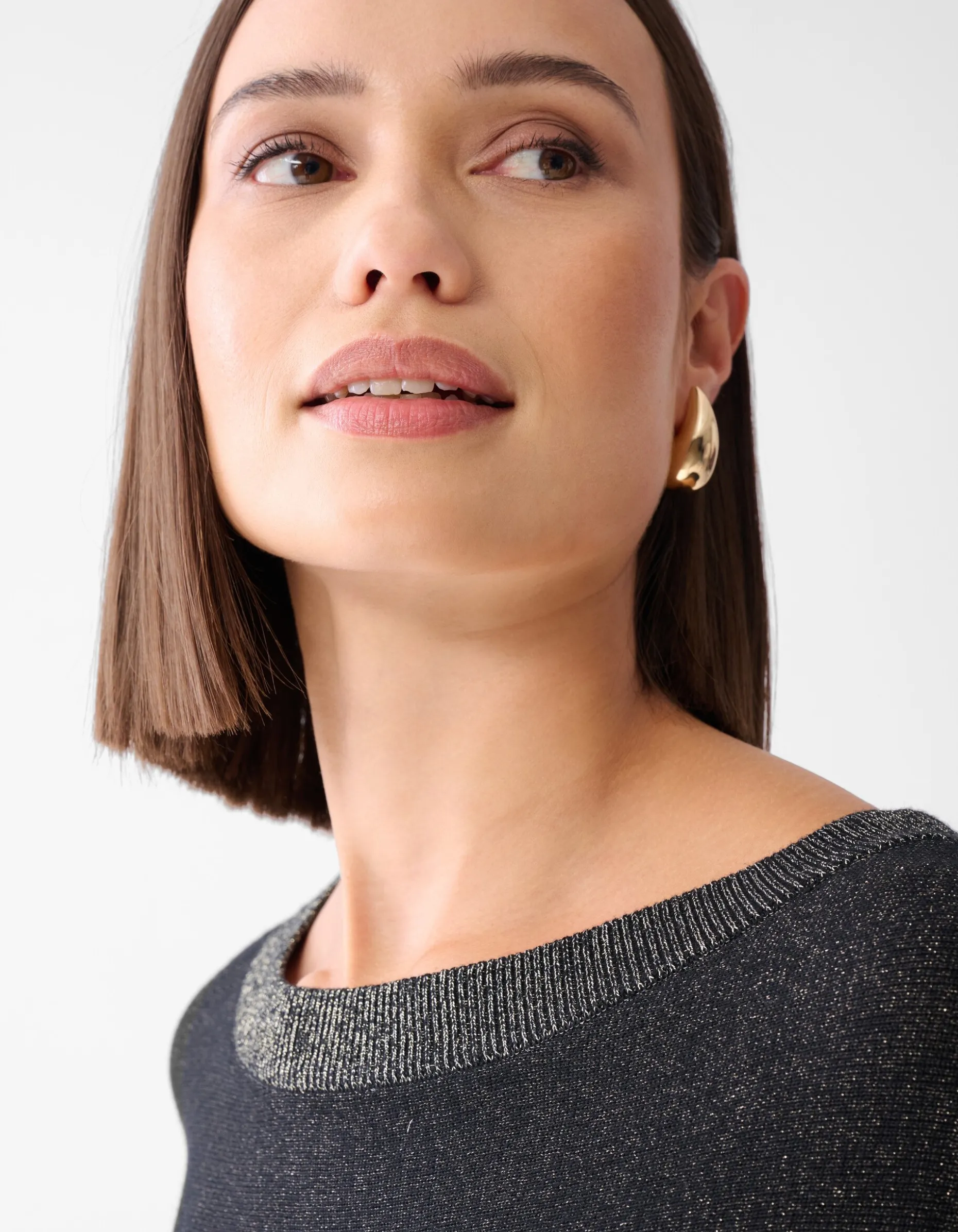 Colorblock Glitter Batwing Trui Zwart