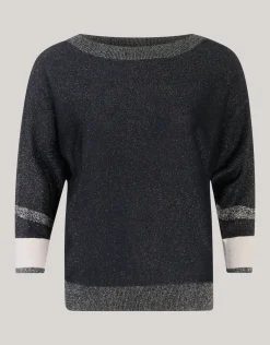 Colorblock Glitter Batwing Trui Zwart