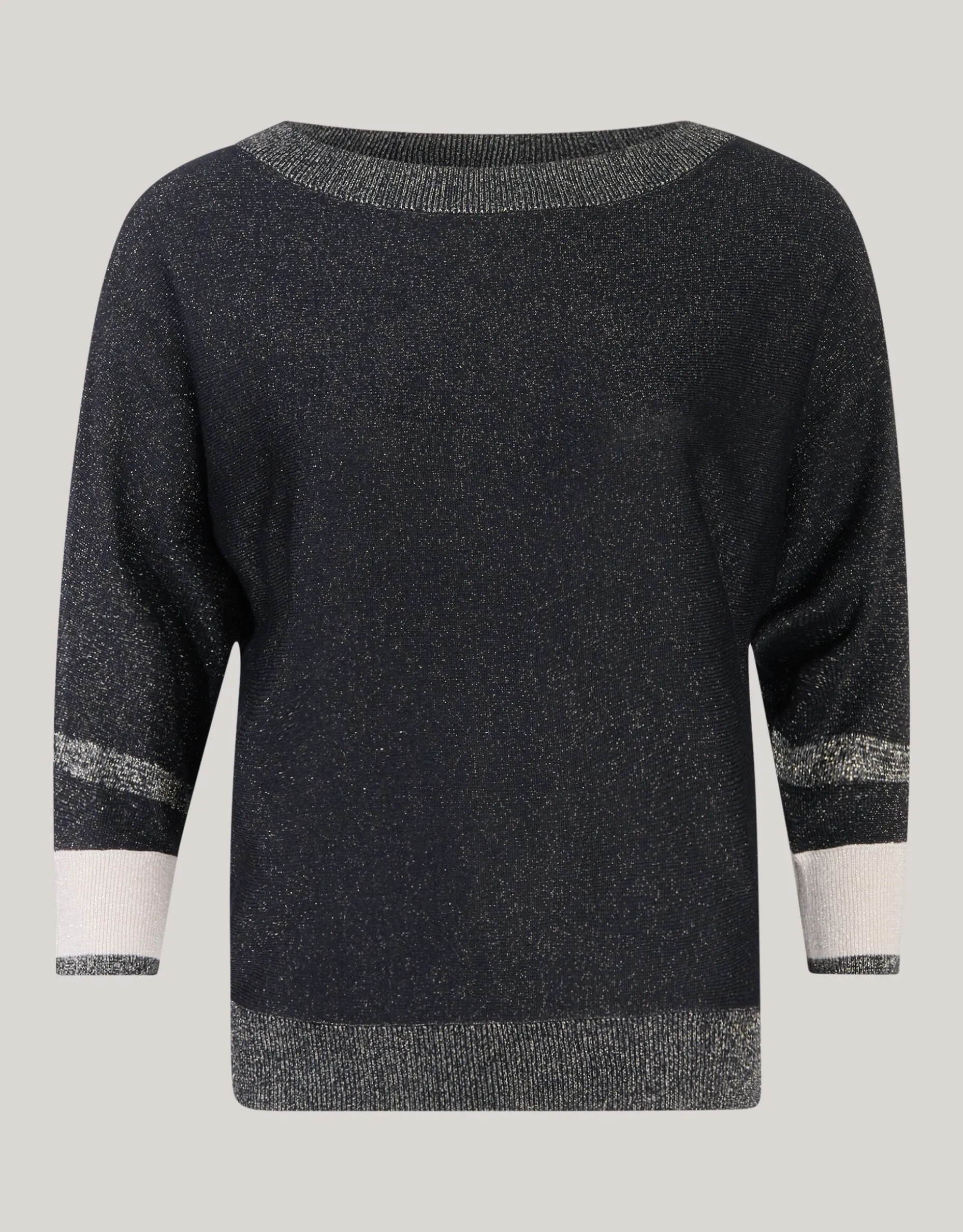 Colorblock Glitter Batwing Trui Zwart