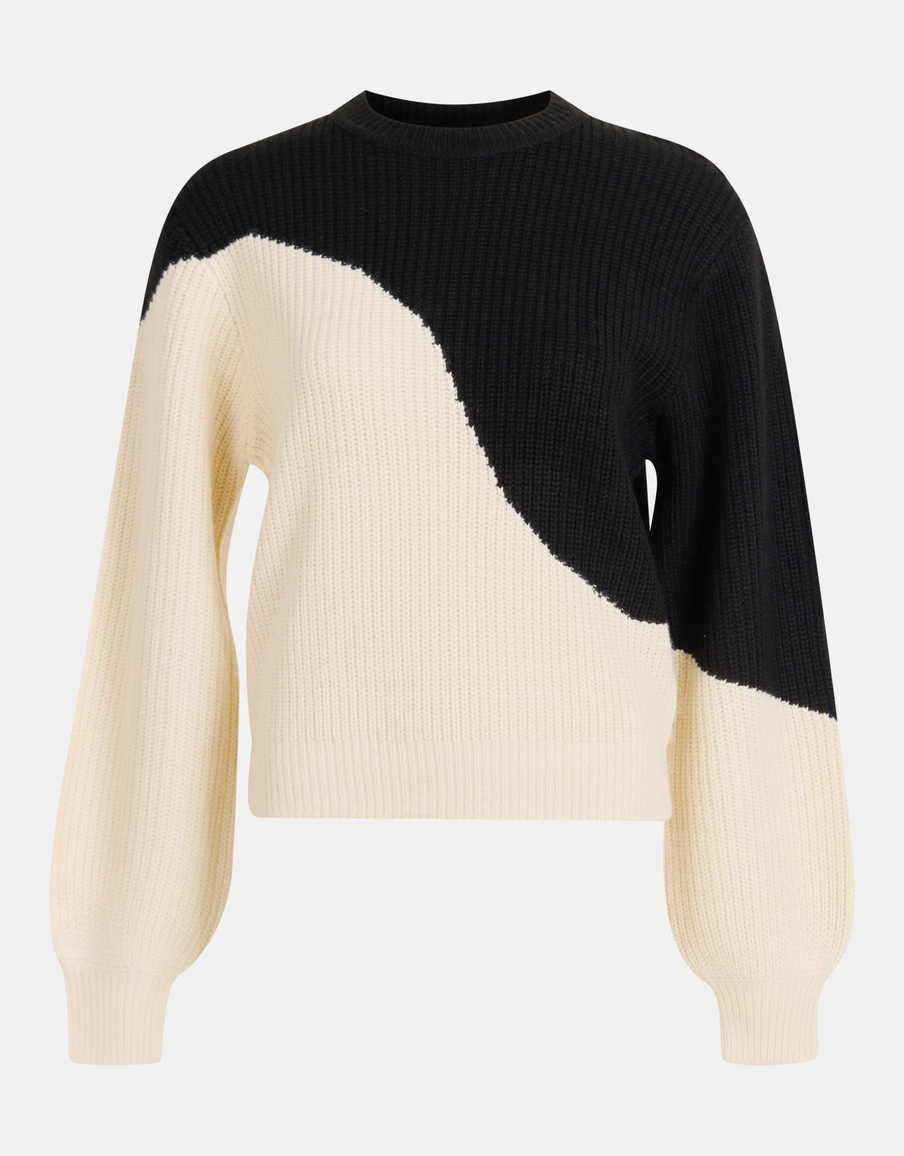 Colorblock Trui Gebroken Wit/Zwart