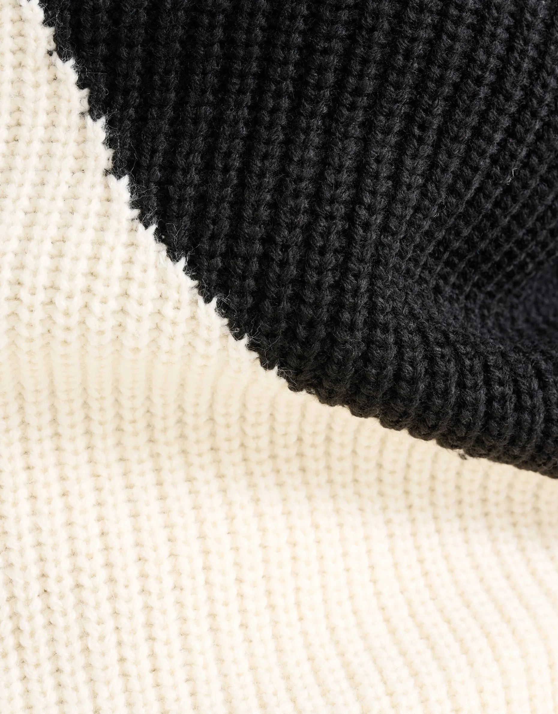 Colorblock Trui Gebroken Wit/Zwart