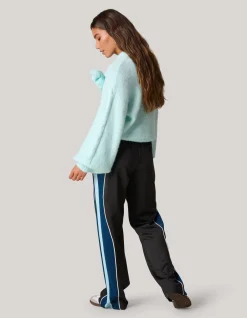 Colourblock Wide Leg Broek Zwart/blauw