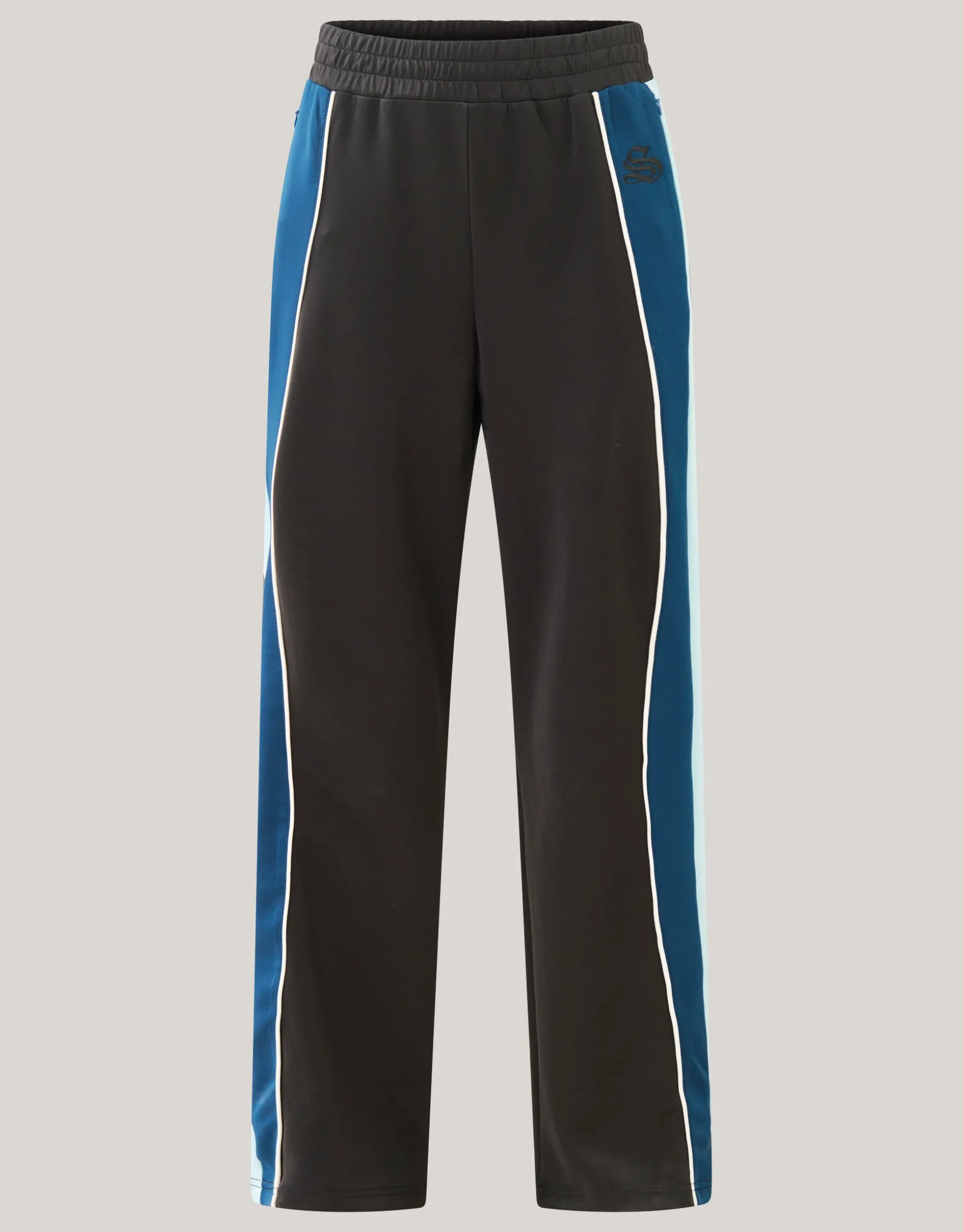 Colourblock Wide Leg Broek Zwart/blauw