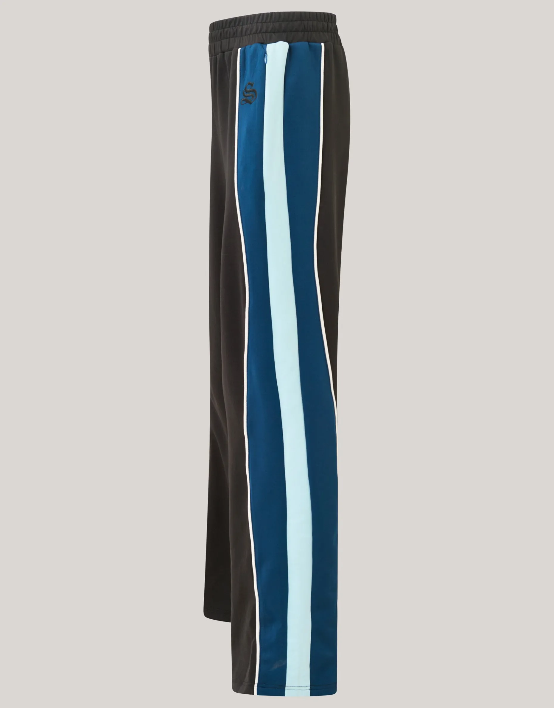 Colourblock Wide Leg Broek Zwart/blauw