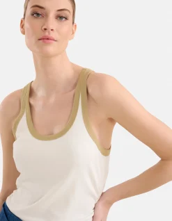 Contrast Tanktop Gebroken Wit By Mieke