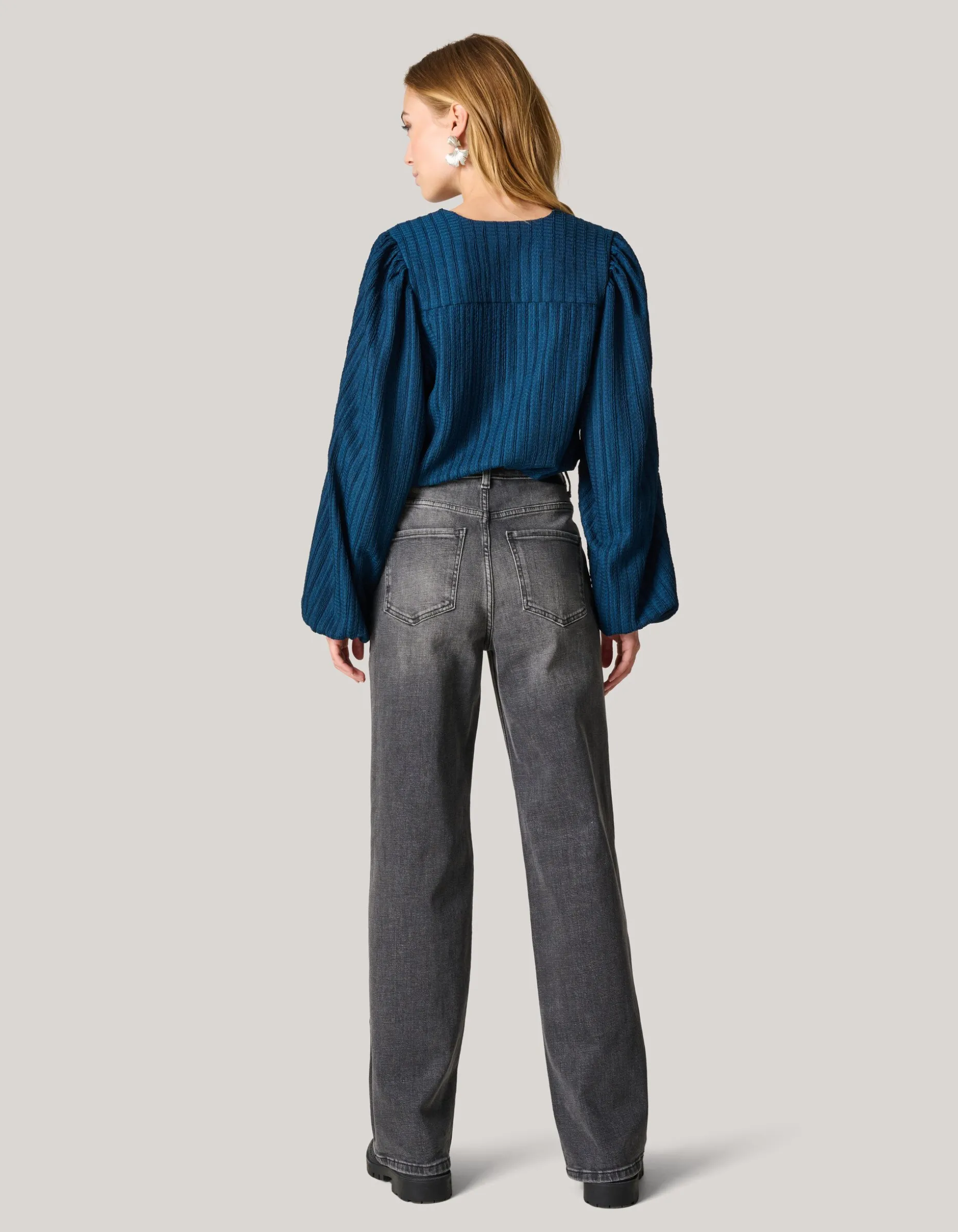 Crinkle Longsleeve Donkerblauw