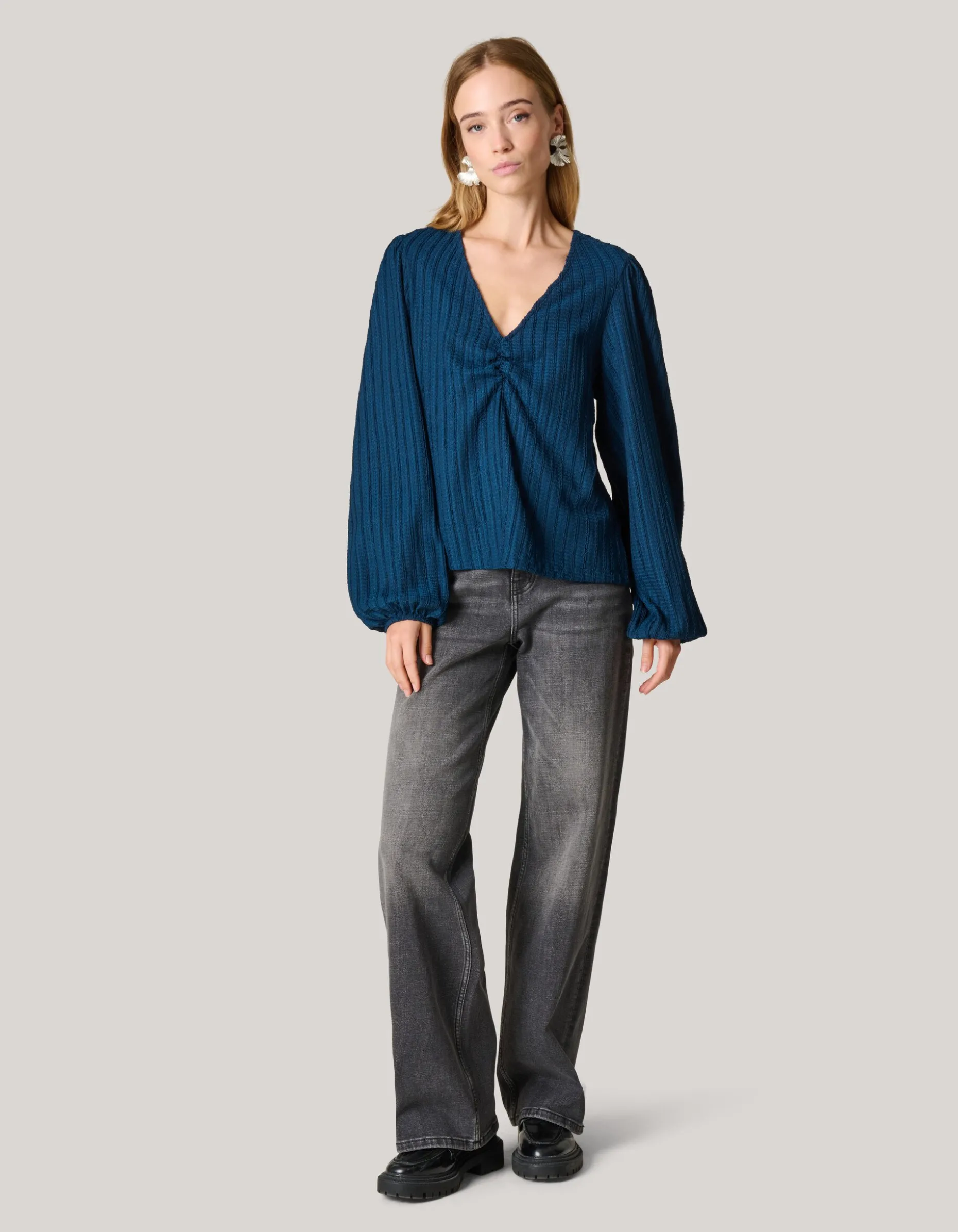 Crinkle Longsleeve Donkerblauw