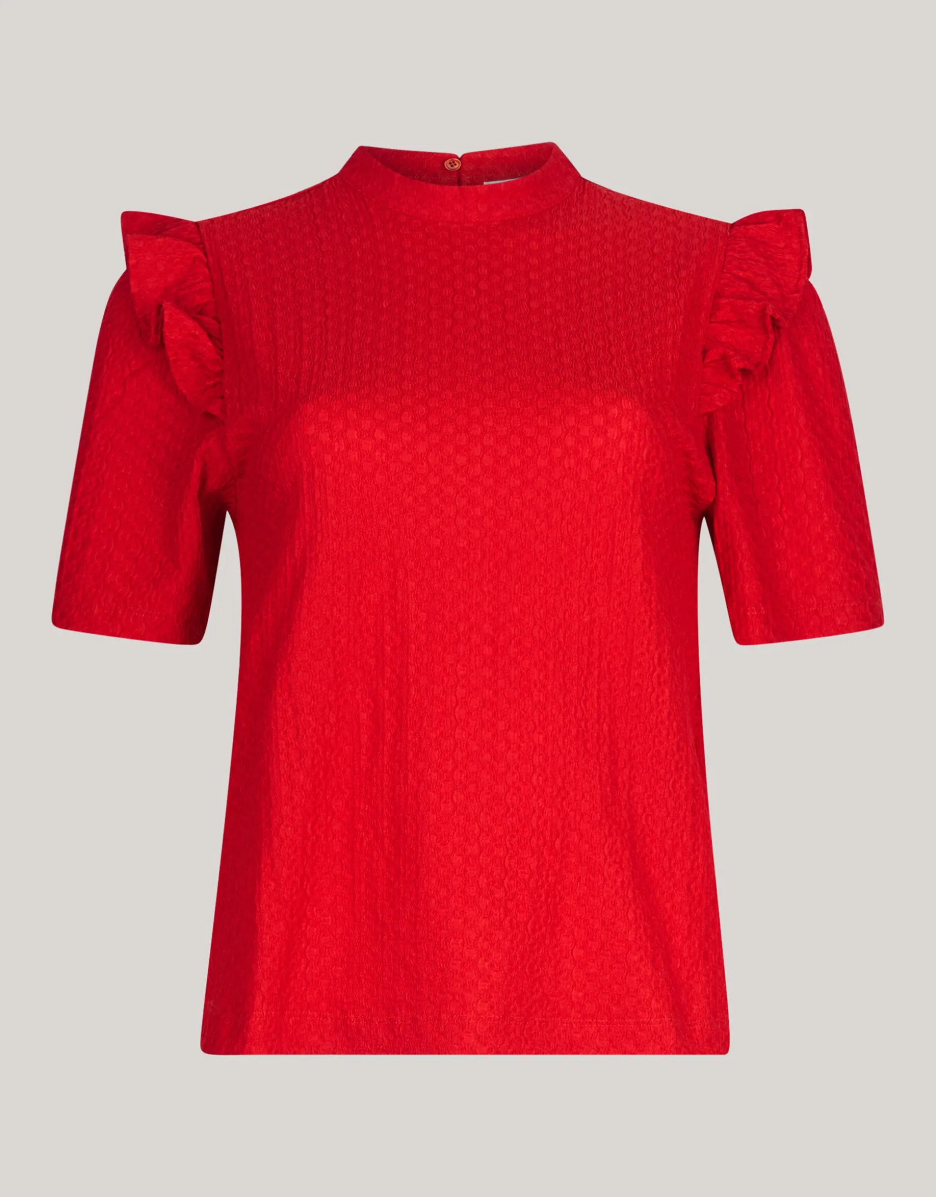 Crinkle Ruffle Top Rood