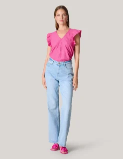 Crinkle Ruffle Top Roze