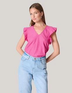 Crinkle Ruffle Top Roze