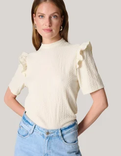 Crinkle Ruffle Top Wit