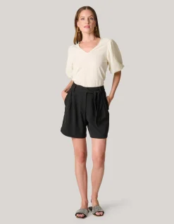 Crinkle T-shirt Gebroken Wit