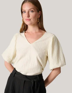 Crinkle T-shirt Gebroken Wit