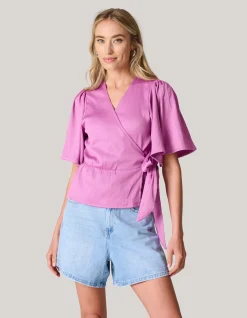 Crinkle Wrap Top Roze