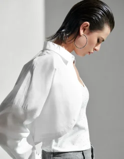 Cropped Poplin Blouse Wit