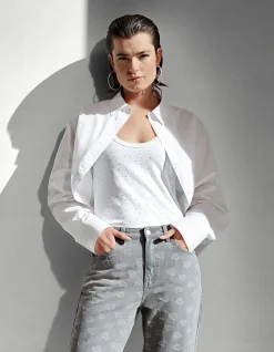 Cropped Poplin Blouse Wit