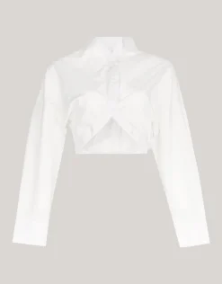 Cropped Poplin Blouse Wit