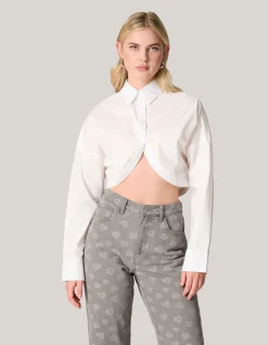 Cropped Poplin Blouse Wit