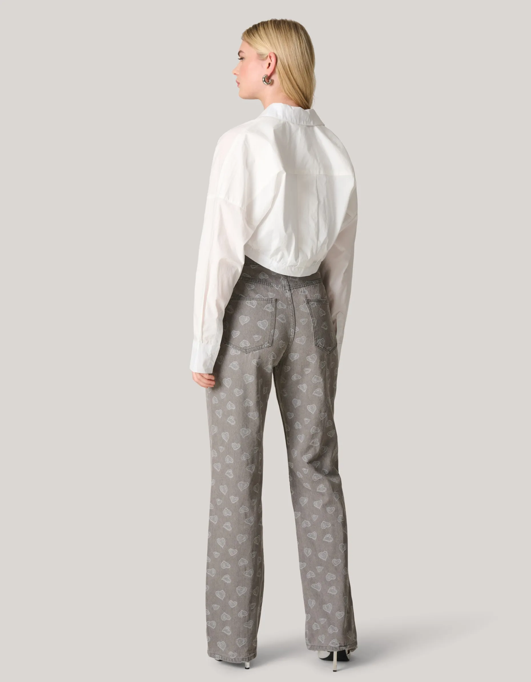 Cropped Poplin Blouse Wit