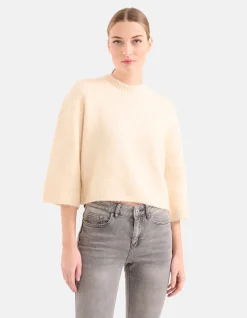 Cropped Trui Gebroken Wit