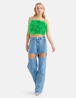 Cut Out Loose Fit Jeans Mediumstone